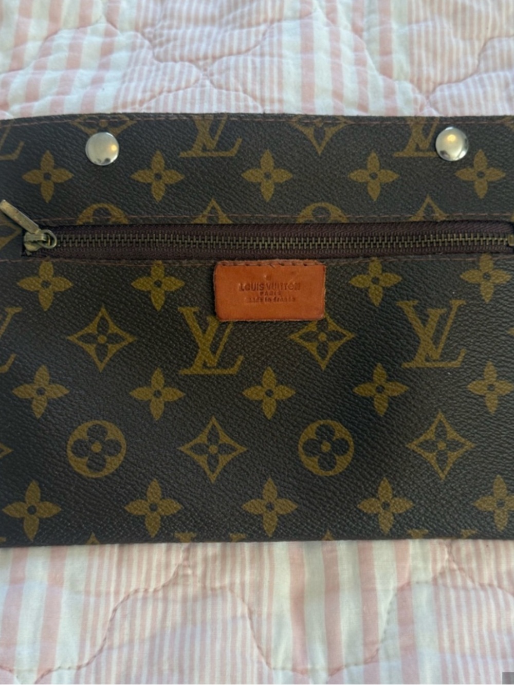 Louis Vuitton Brown Monogram Canvas Coin Pouch For inside of bag with Zipper
